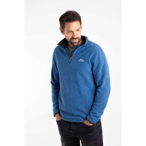 Weird Fish Mens Errill Textured Quarter Zip Fleece Top / Blue Sapphire